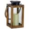 Exhart Exhart 11 in. Solar Power Glass/Wood Black/Brown Solar Lantern with Candle, PK4 17969 - alternate 1